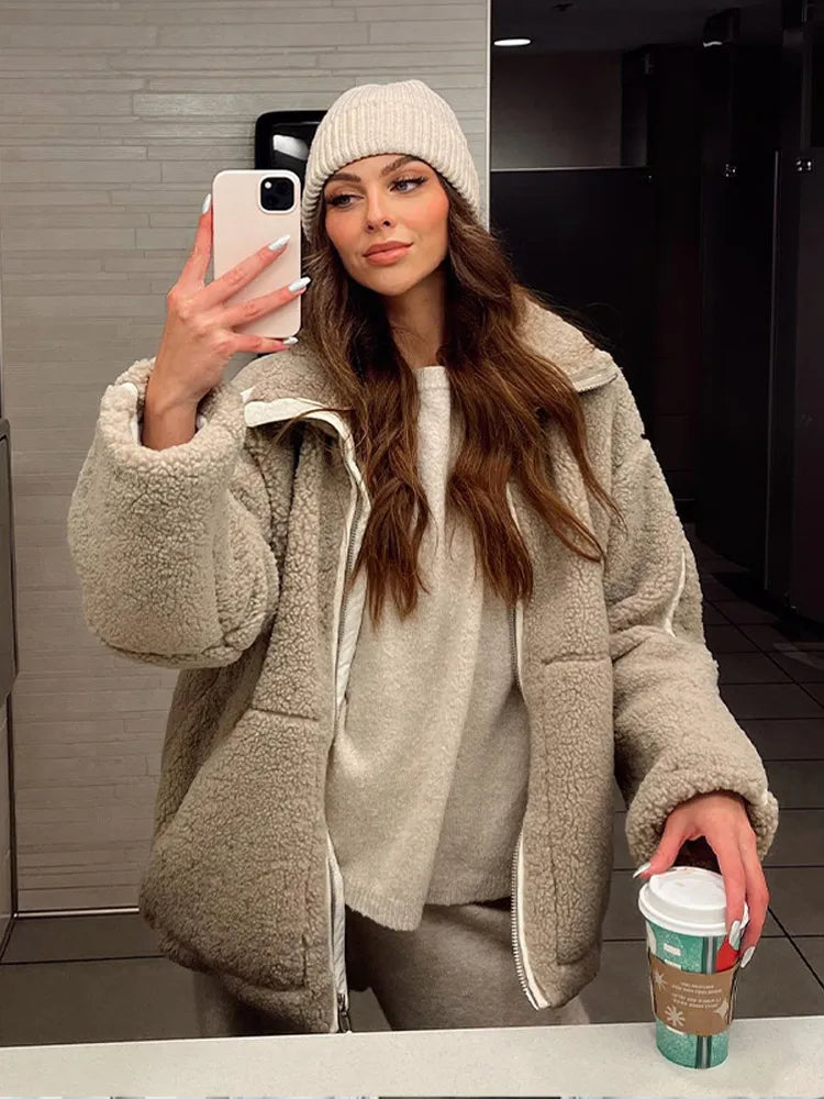 Paige | Women's Relaxed Fit Teddy Zip-Up Jacket - Image 6