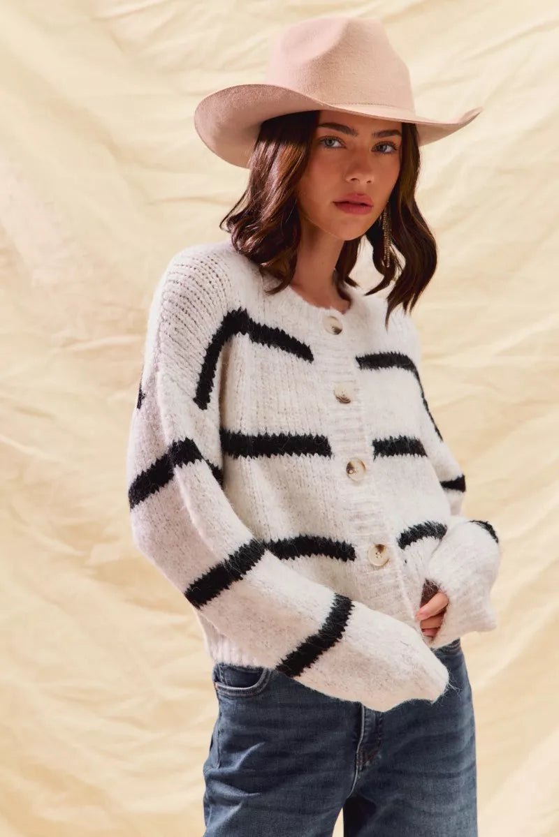 Polly | Women's Striped Button-Down Cardigan - Image 8