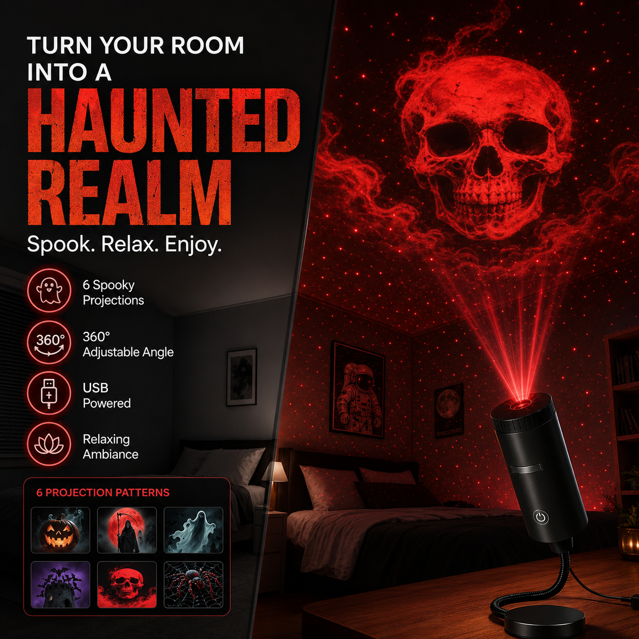 360° Rotating Night Light Projector