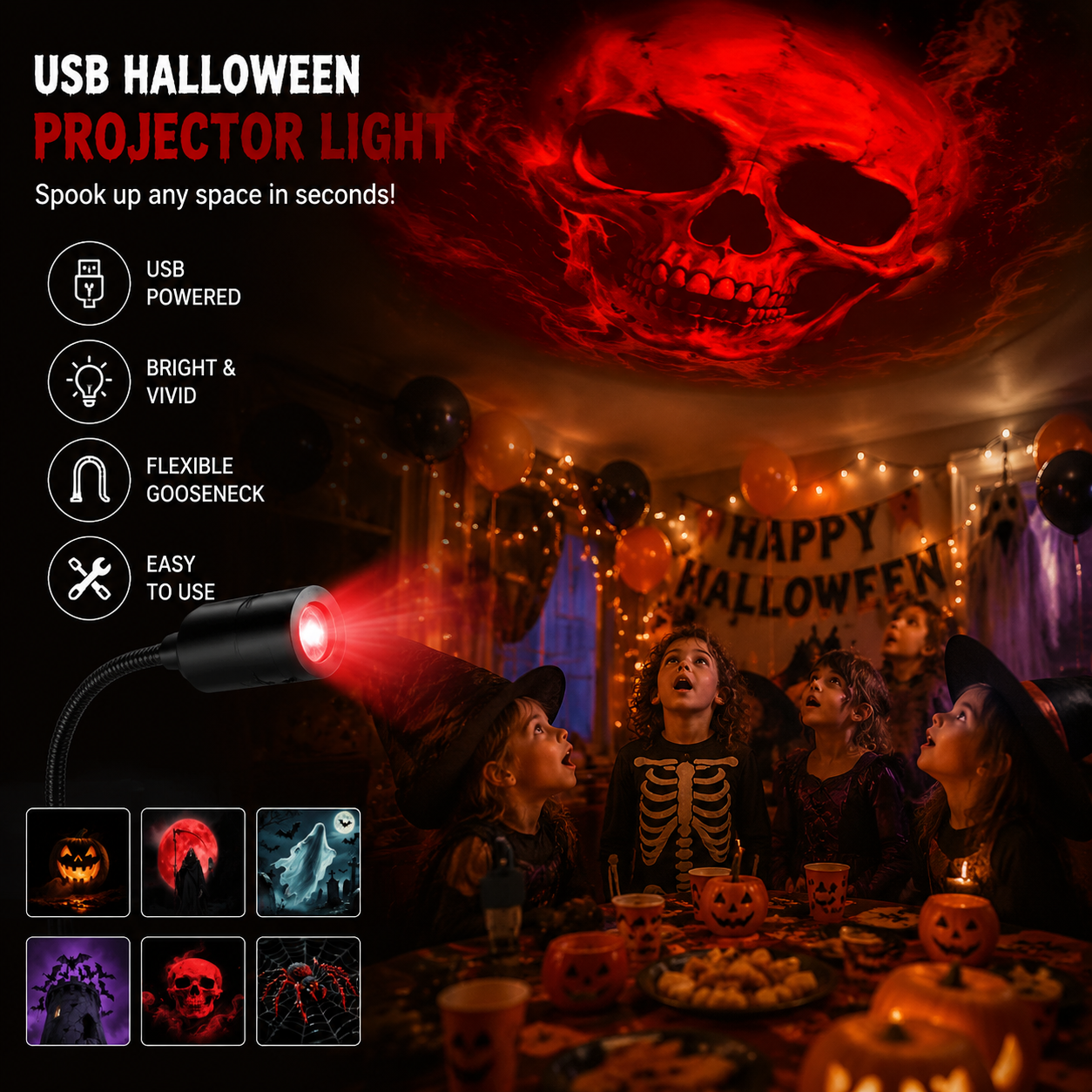 360° Rotating Night Light Projector