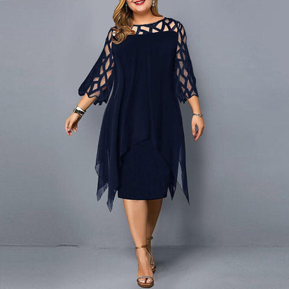 Image of Stephanie | Women's 3/4 Sleeve A-Line Midi Dress