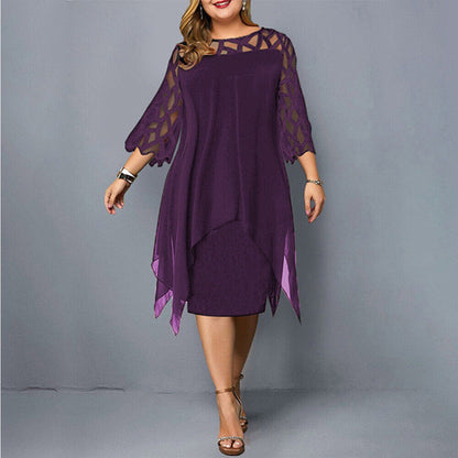 Image of Stephanie | Women's 3/4 Sleeve A-Line Midi Dress
