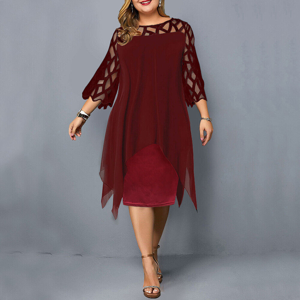 Image of Stephanie | Women's 3/4 Sleeve A-Line Midi Dress