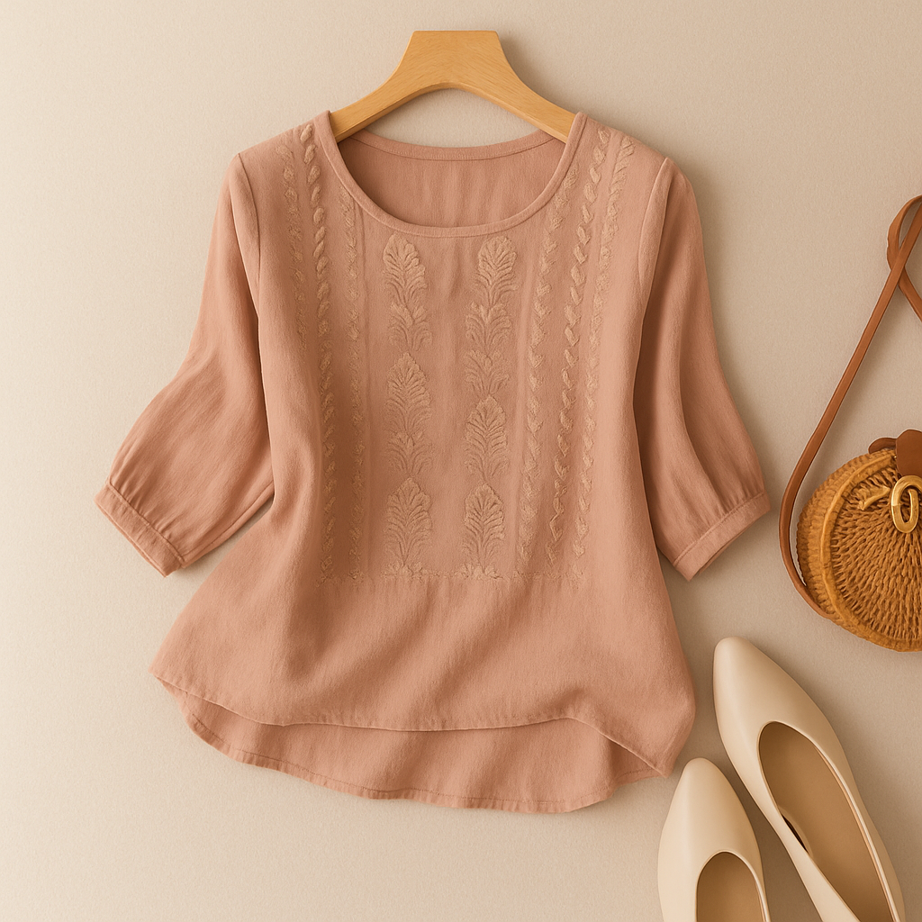 Image of Emily | Women's 3/4 Sleeve Embroidered Blouse
