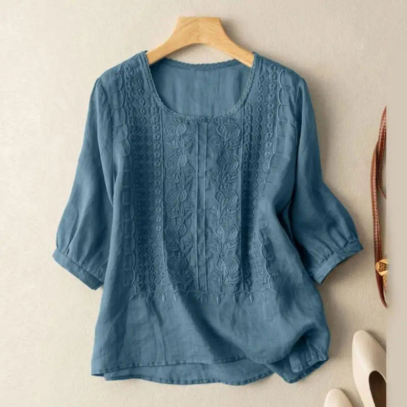 Image of Emily | Women's 3/4 Sleeve Embroidered Blouse
