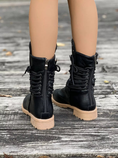 Susan | Women's Lace-Up Mid-Calf Combat Boots - Image 9