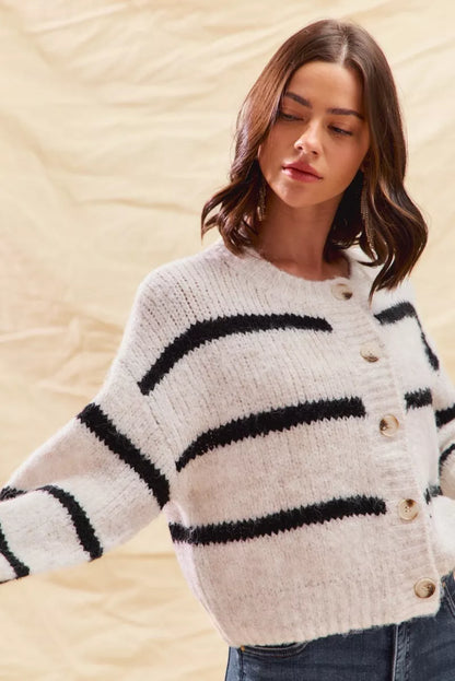 Polly | Women's Striped Button-Down Cardigan - Image 16