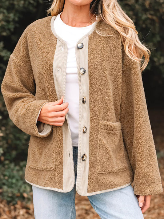 Leanne | Women's Button-Front Sherpa Jacket - Image 1