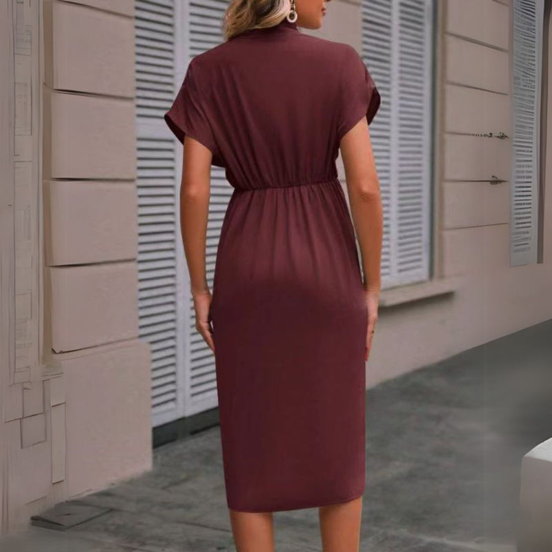 Denise | Elegant Draped Midi Dress for Women - Image 2