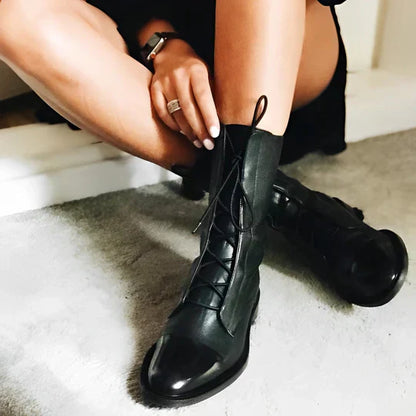 Tatum | Calf Length Lace-Up Boots for Stylish Comfort - Image 3