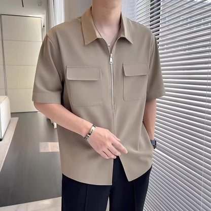 Ike | Men's Zip Up Casual Shirt - Image 3