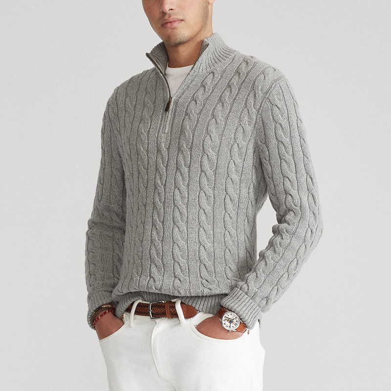Kris | Men's Quarter-Zip Cable Knit Sweater - Image 1