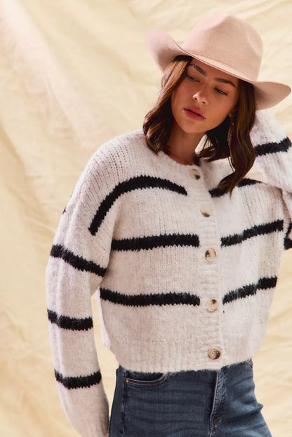 Polly | Women's Striped Button-Down Cardigan - Image 7