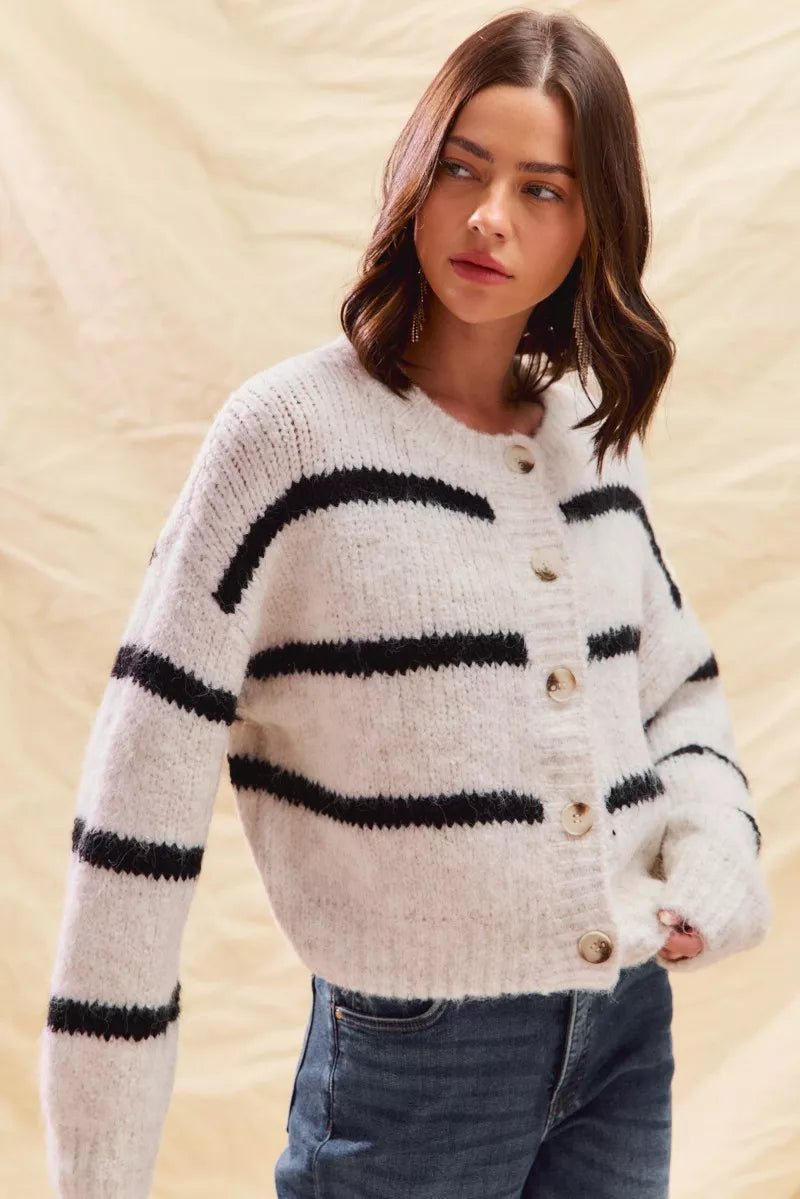 Polly | Women's Striped Button-Down Cardigan - Image 11