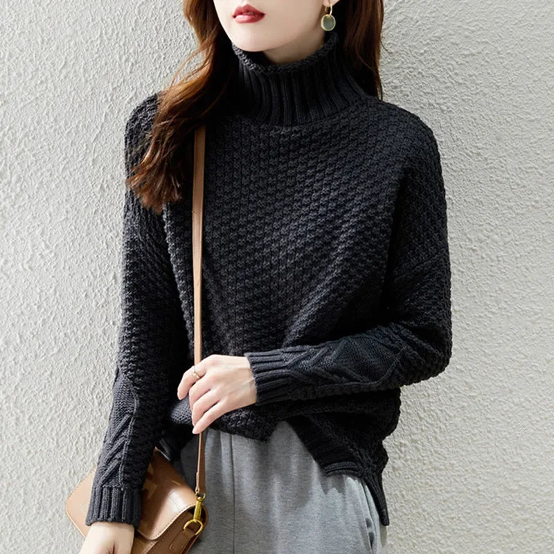 Joanna | Women's Cable Knit Turtleneck Sweater - Image 2