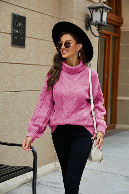 Casey | Women's Turtleneck Cable Knit Sweater - Image 4