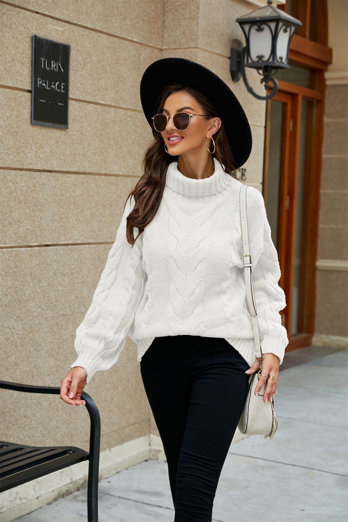 Casey | Women's Turtleneck Cable Knit Sweater - Image 5