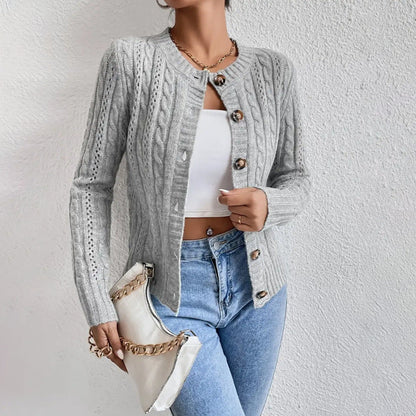 Autumn | Women's Button-Front Cable Knit Cardigan - Image 2