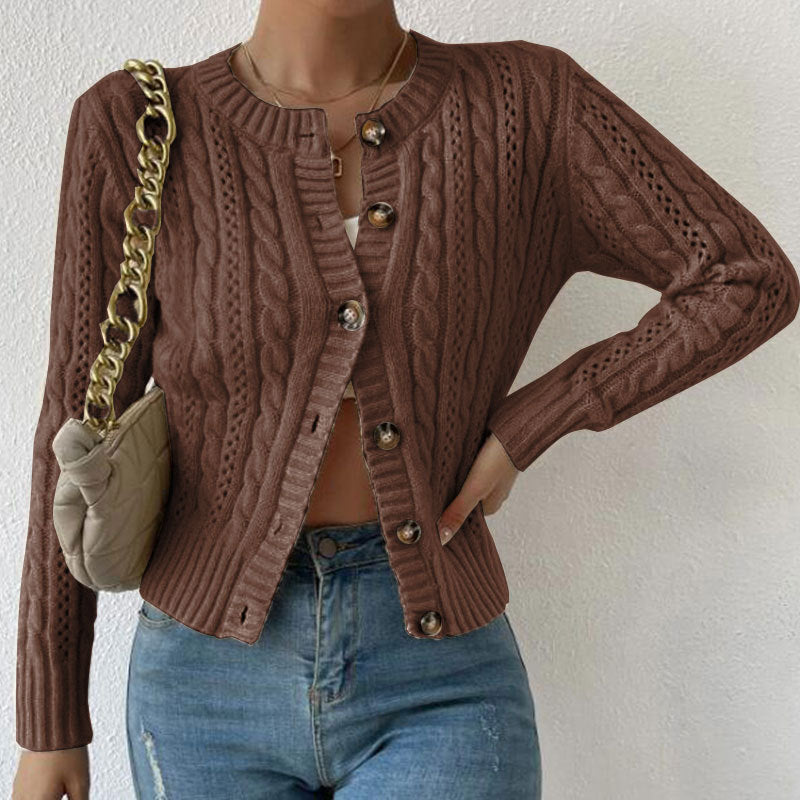 Autumn | Women's Button-Front Cable Knit Cardigan - Image 4