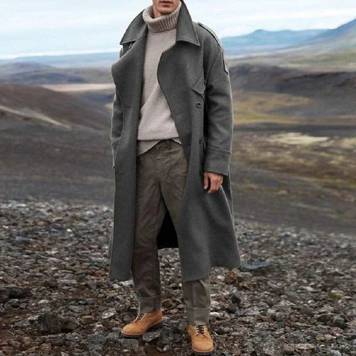 Preston | Men's Double-Breasted Long Coat - Image 1