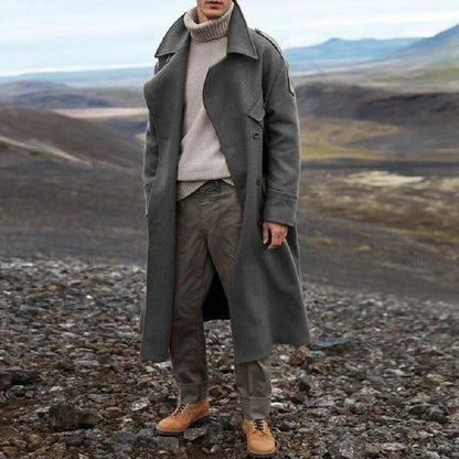 Preston | Men's Double-Breasted Long Coat - Image 1