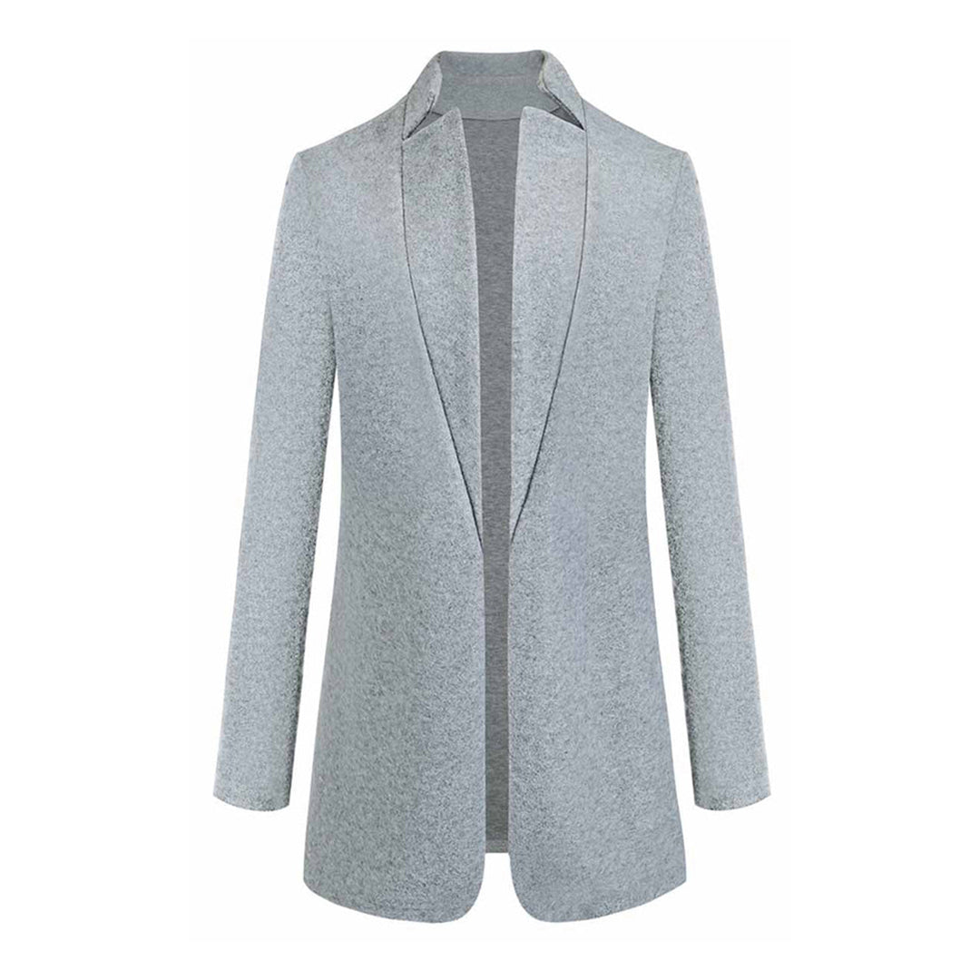 Leanne | Women's Long Collarless Coat - Image 2