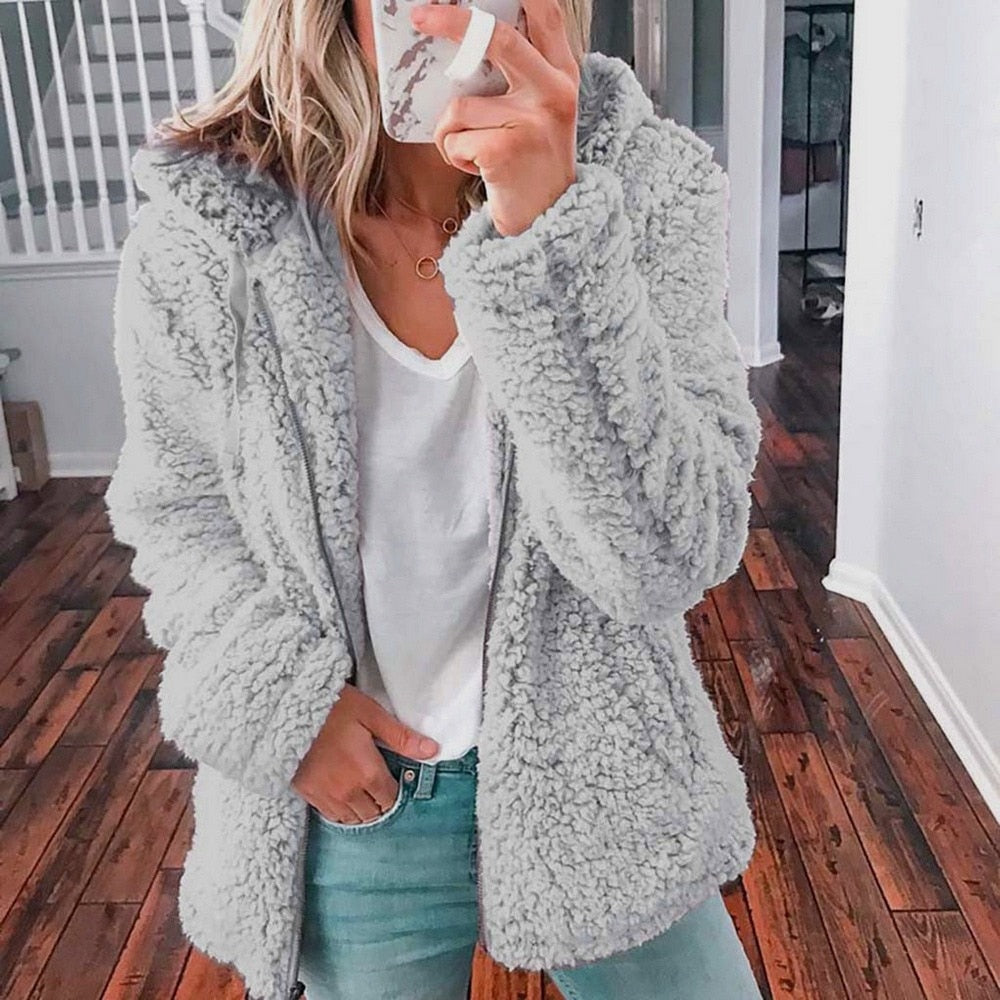 Ellen | Women's Hooded Open Front Sweater Jacket - Image 3