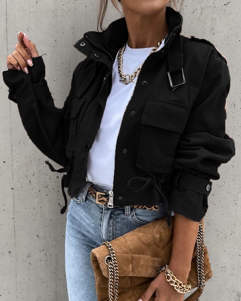 Amy | Women's Short Button-Down Utility Jacket - Image 3