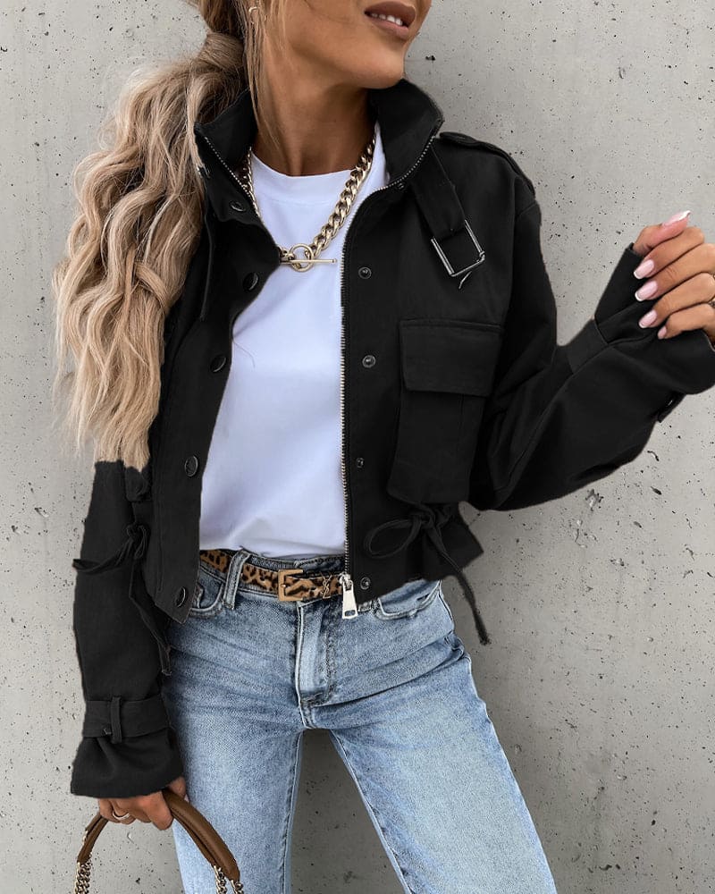 Amy | Women's Short Button-Down Utility Jacket - Image 4