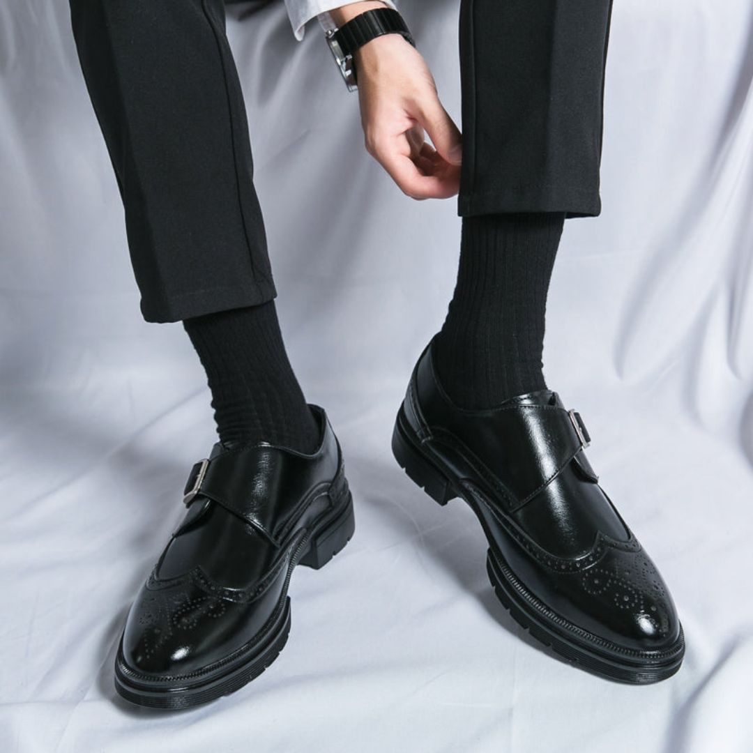 Joseph | Men's Monk Strap Wingtip Dress Shoes - Image 2
