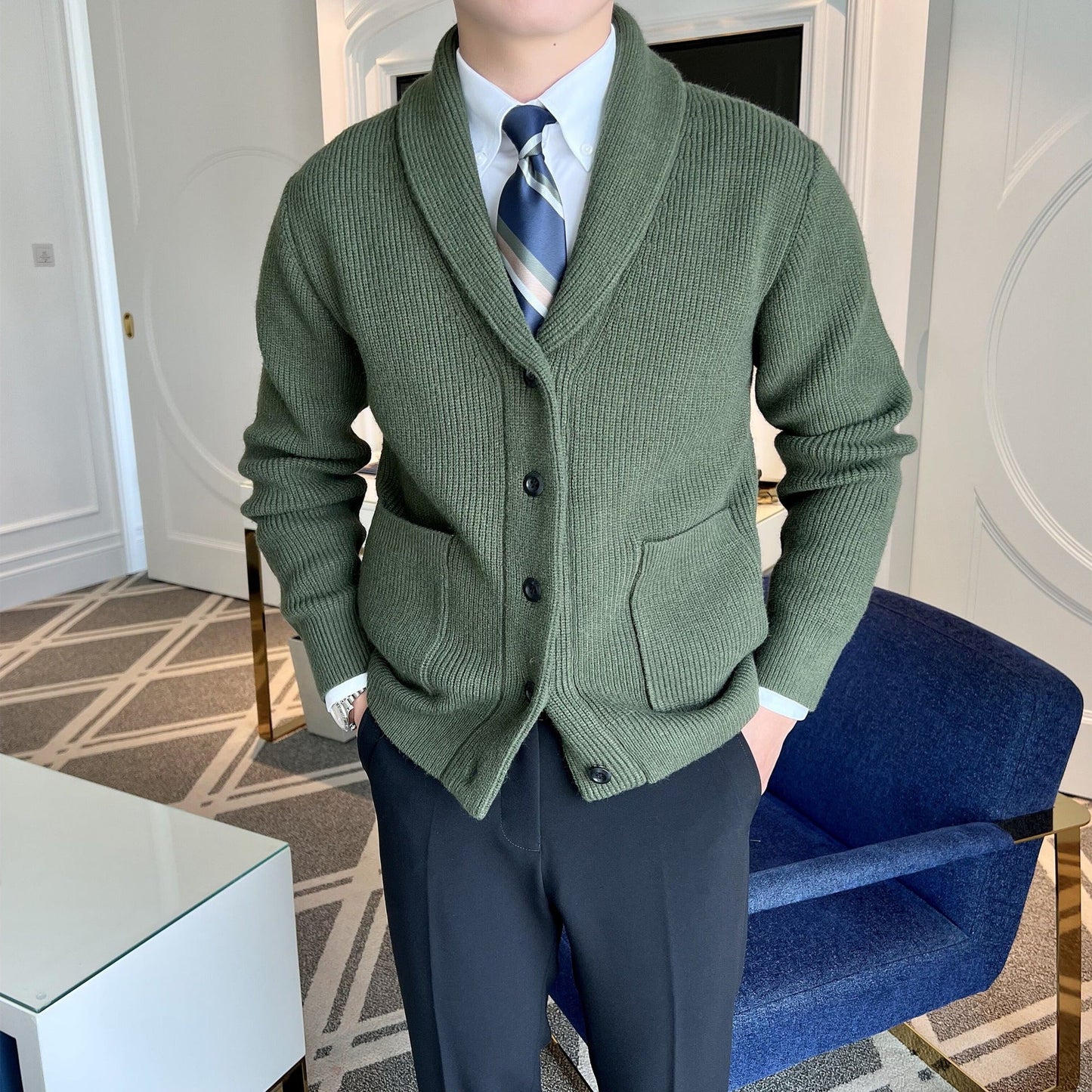 Kevin | Men's Button-Front Knit Jacket - Image 4