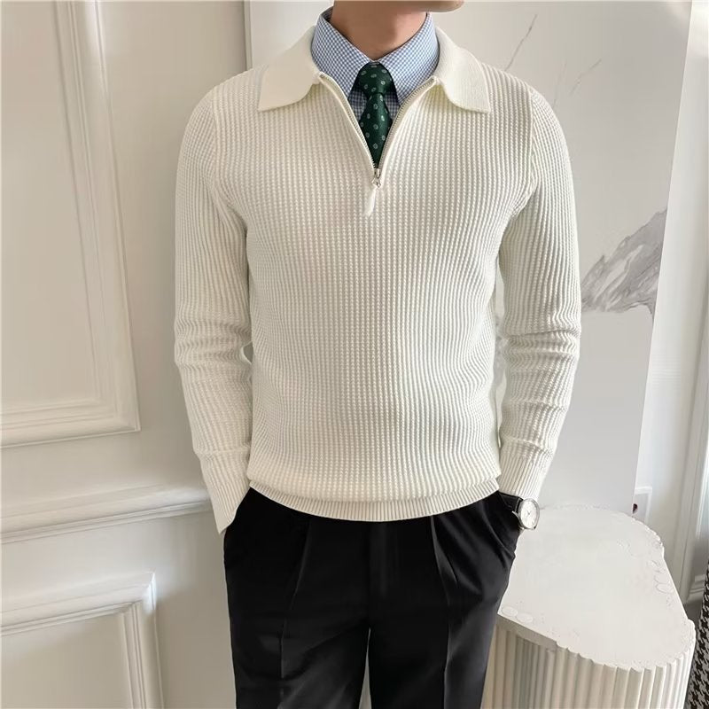 Hank | Men's Zip Up Polo Sweater - Image 6