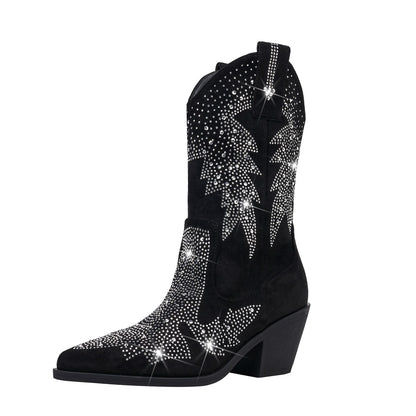 Yvette | Women's Rhinestone Mid Calf Cowboy Boots - Image 1