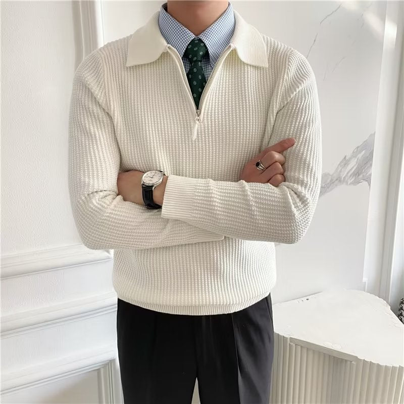 Hank | Men's Zip Up Polo Sweater - Image 5