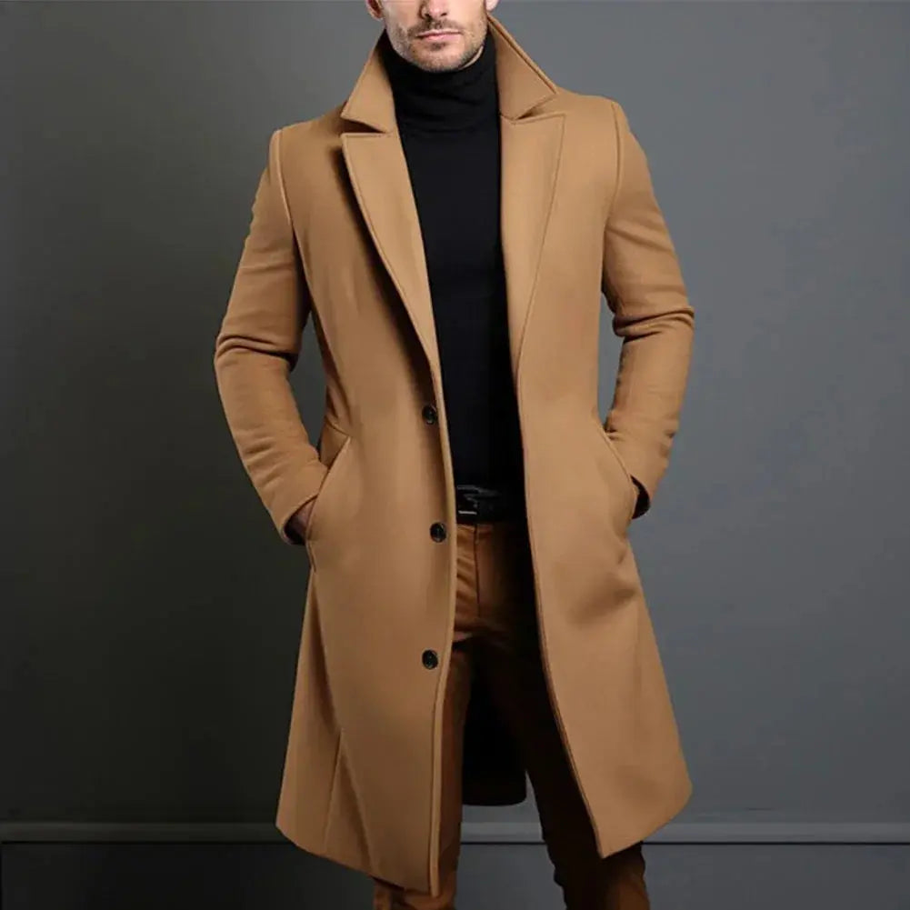 Mason | Men's Long Button Front Coat - Image 3
