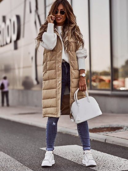Phoebe | Women's Long Hooded Puffer Vest - Image 5