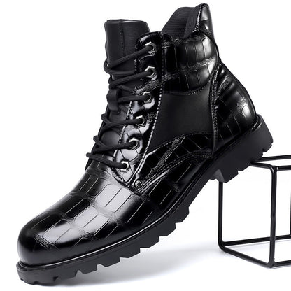 Jamison | Men's Combat Alligator Embossed Ankle Boots - Image 6