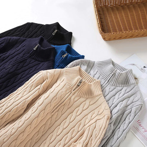 Kris | Men's Quarter-Zip Cable Knit Sweater - Image 5