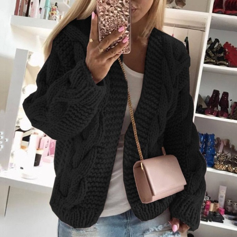Amber | Women's Oversized Cable Knit Cardigan - Image 1