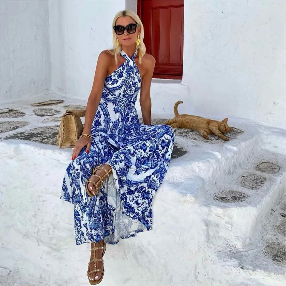 Alyssa | Elegant Halter Neck Maxi Dress - Image 2