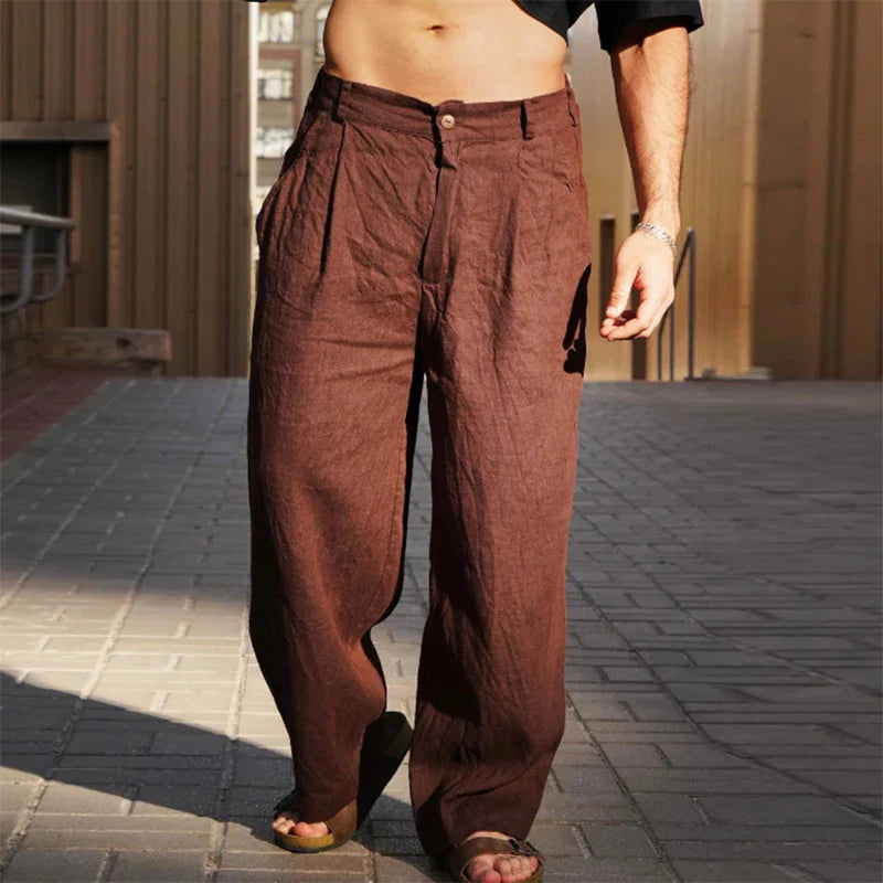 Darren | Stylish Wide-Leg Linen Trousers for Men - Image 9