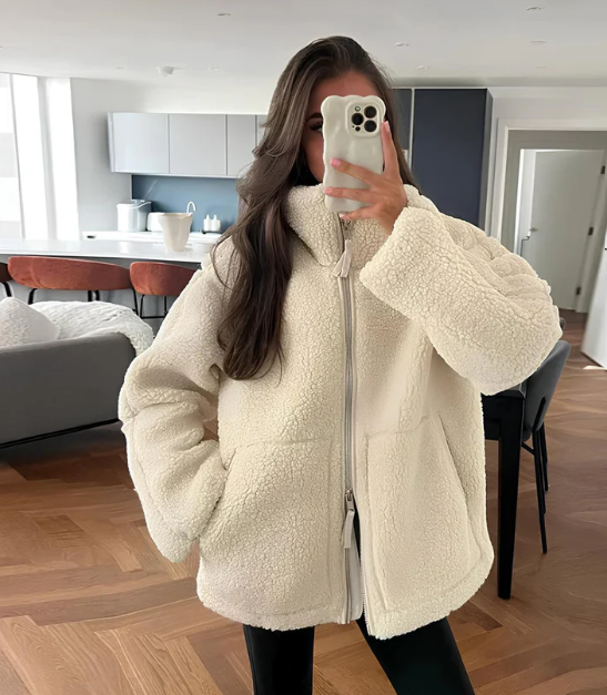 Maureen | Women's Sherpa Zip-Up Coat - Image 4