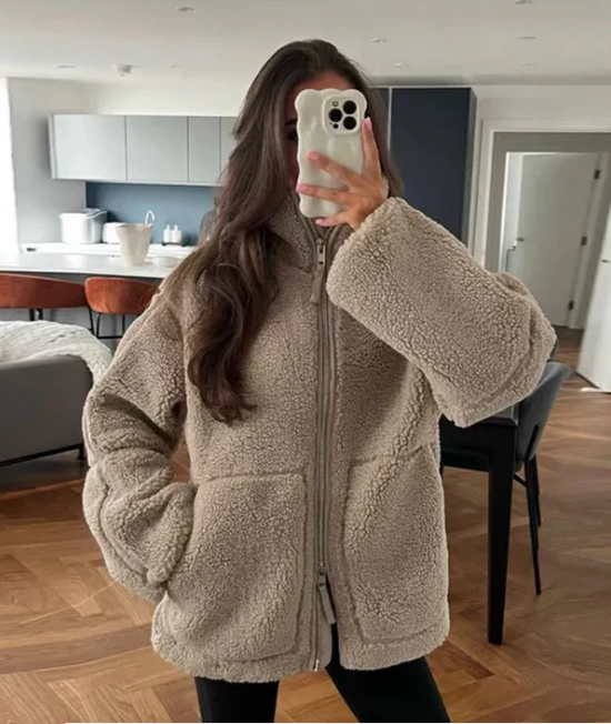Maureen | Women's Sherpa Zip-Up Coat - Image 1