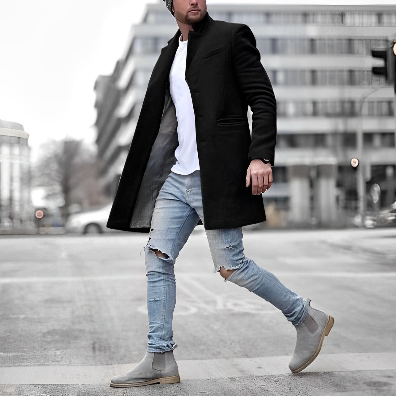 Teddy | Men's Slim-Fit Mid-Length Overcoat - Image 2