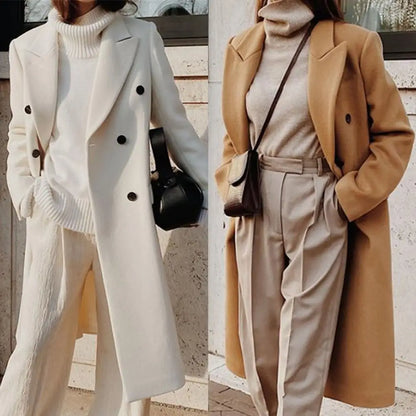Pam | Women's Double Breasted Long Coat - Image 1