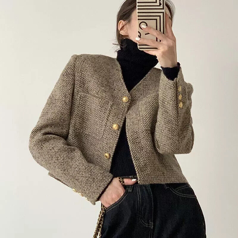 Gina | Women's Cropped Collarless Jacket - Image 1