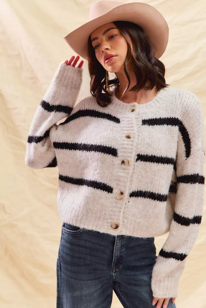Polly | Women's Striped Button-Down Cardigan - Image 3