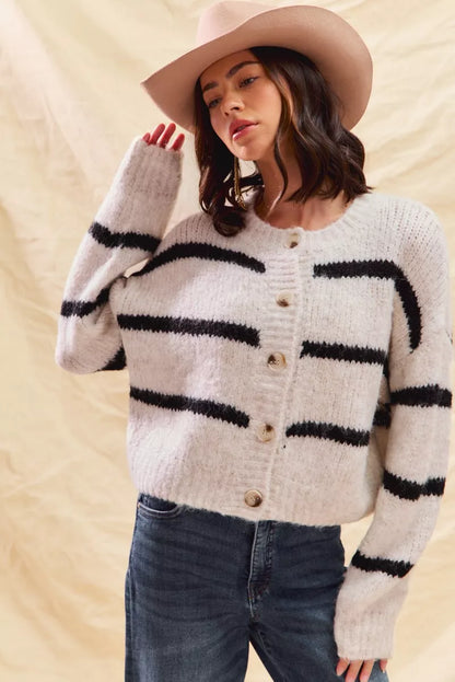 Polly | Women's Striped Button-Down Cardigan - Image 3