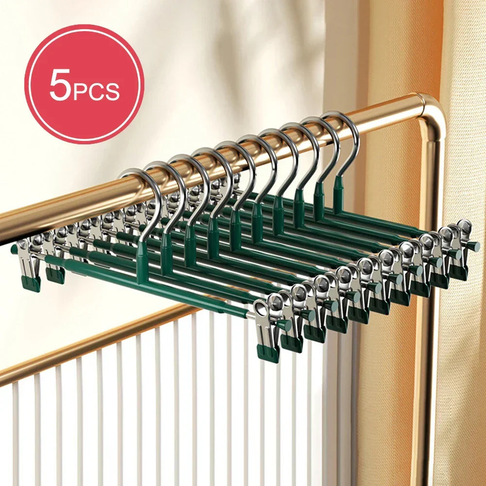 Adjustable Non-Slip Stainless Steel Hanger with Clips for Skirts, Pants & Underwear - Space-Saving & Mark-Free