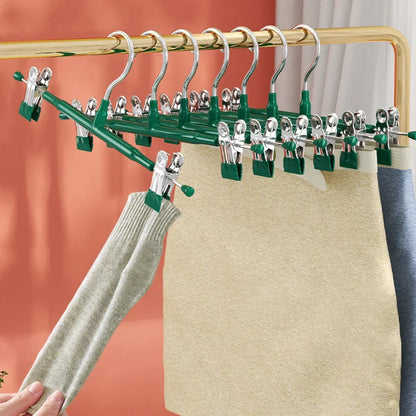 Adjustable Non-Slip Stainless Steel Hanger with Clips for Skirts, Pants & Underwear - Space-Saving & Mark-Free